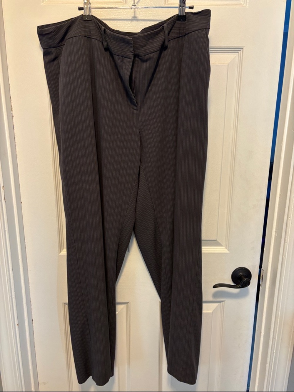 Liz Claiborne Woman Pinstripe Skirt - Dark Gray with White Stripes